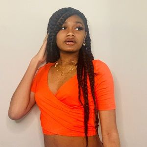 Orange wrap crop top